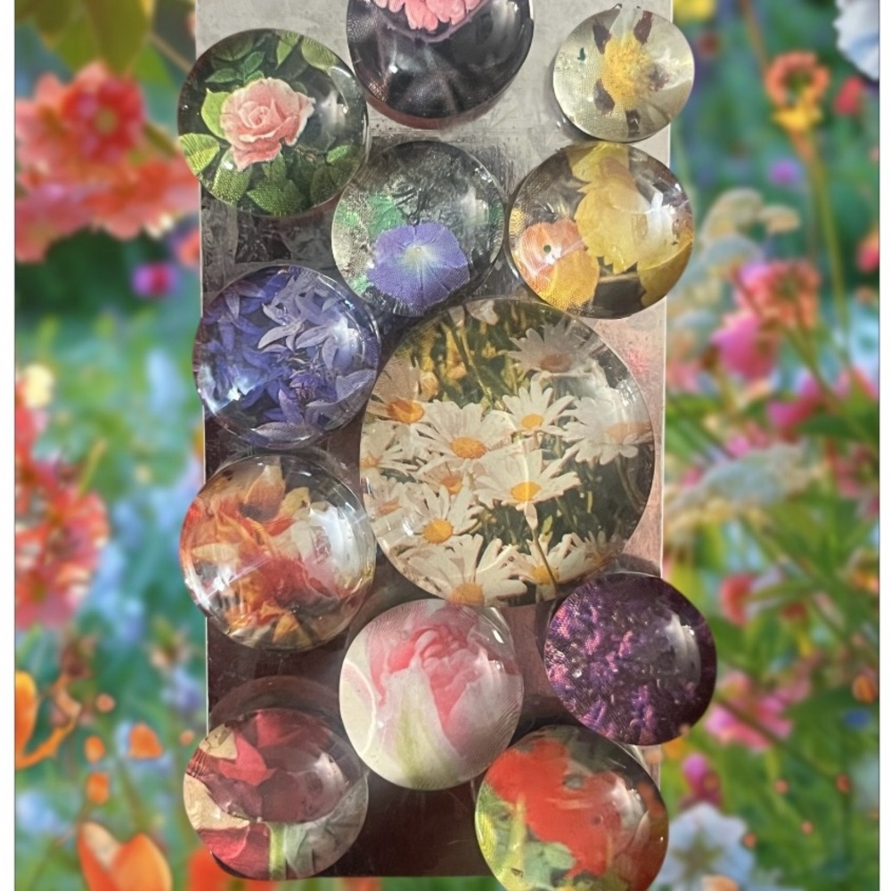 Floral Glass Magnets Set
